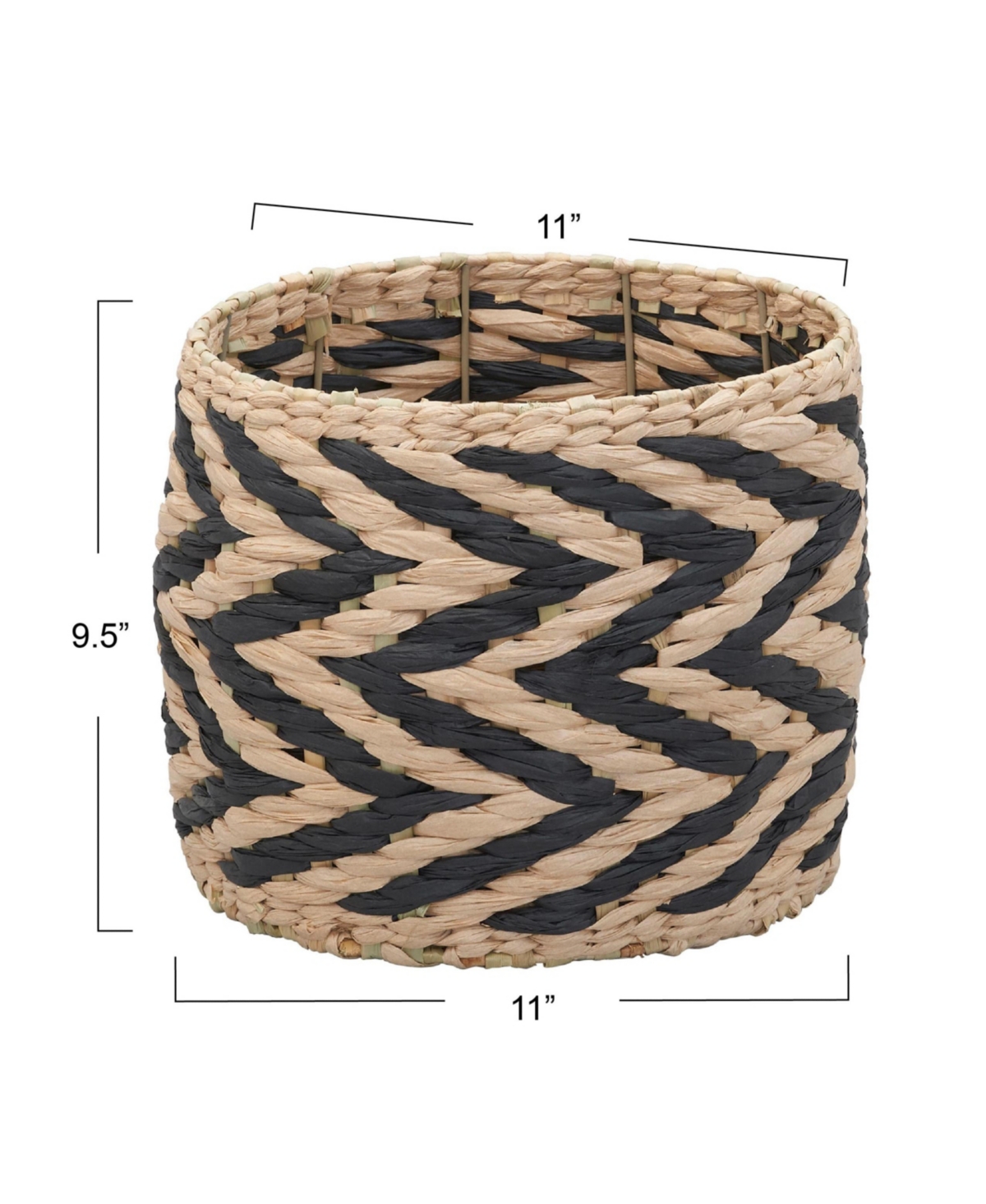 Household Essentials Cattail and Paper Zee Basket, Natural and Black