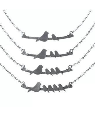 Sterling Silver Mother Nestling Birds Necklace