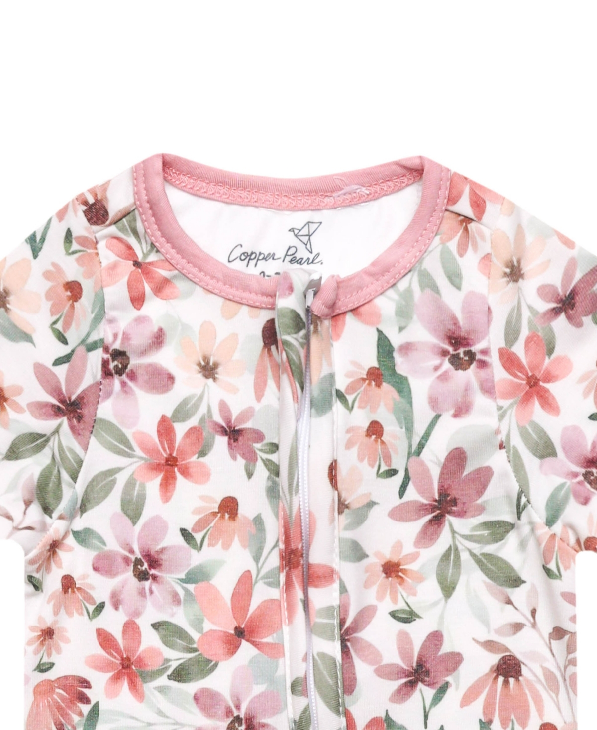 Copper Pearl Baby Girls' Natalie Printed Zip-Up Footed Pajamas