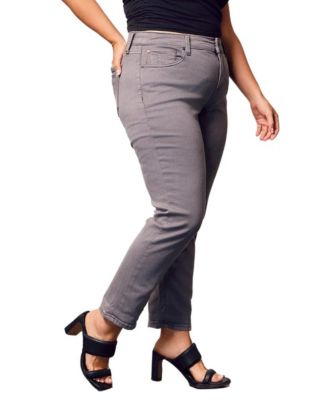 Women's Color Mid Rise Boyfriend pants in rolled 25.5" Inseam - Grey