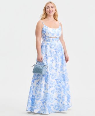 Trendy Plus Size Satin Keyhole-Cutout Gown