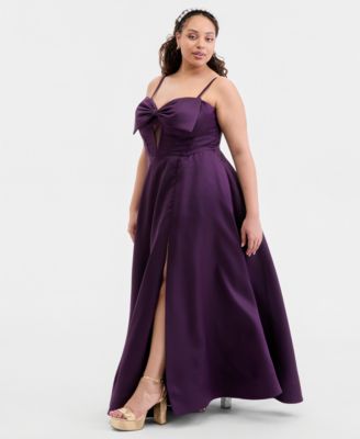Created for Macy's, Trendy Plus Size Bow-Trim Corset Ball Gown