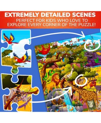 100 Piece Puzzles for Kids Ages 6-8 – Intricately Illustrated Safari Animals Puzzle for Kids Ages 8-10 – Educational Busyland Game Packed