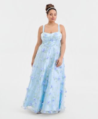 Trendy Plus Size Floral Print Applique Gown