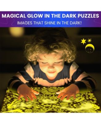100 Puzzles for Kids Ages 4-8 – Glow-in-The-Dark USA Map World Map and Solar System – Geography Learning Toys - 3 SET Educational Puzzles