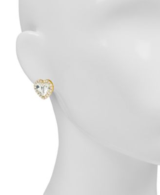Lovely Sparkle Collection Pave Heart Post Earrings