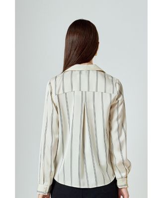 Women's Striped Wrap Blouse