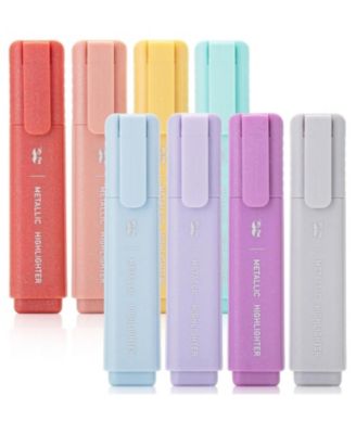 Glitter Highlighters, 8pack, Metallic Colors, Chisel Tip