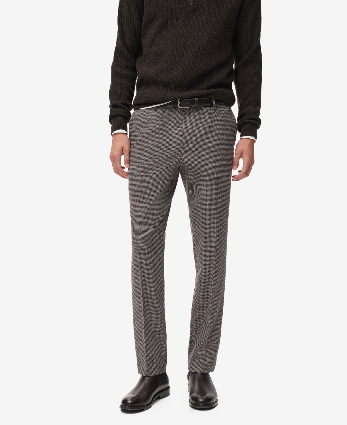 Mango Men's Micro-Houndstooth Flannel Pants