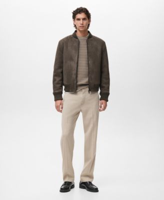 Men's Suede-Effect Bomber Jacket