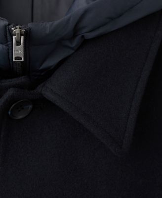 Men's Detachable Hood Wool Coat