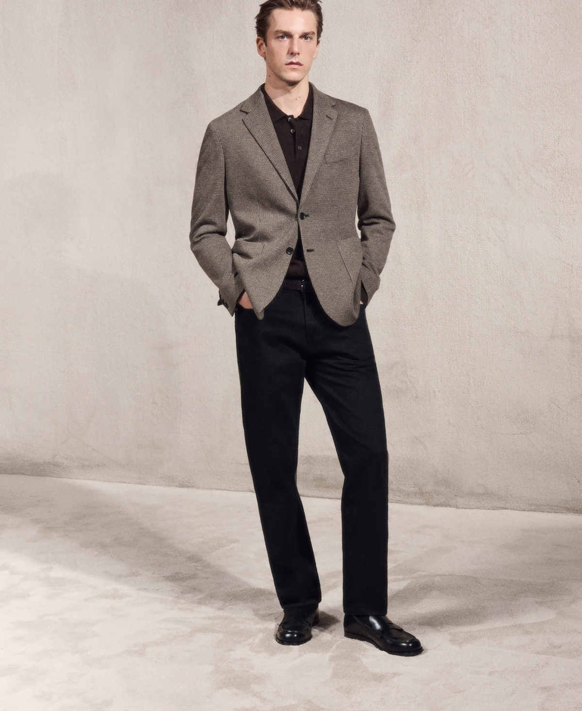 Mango Men's Slim-Fit Micro-Houndstooth Jacket
