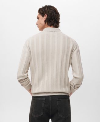 Men's Ribbed Knitted Polo Sweater