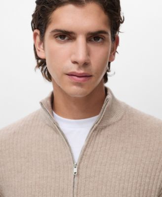 Men's Zip Neck Ribbed Sweater