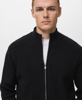 Men's Ribbed-Knit Zipper Cardigan