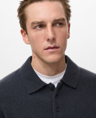 Men's Knitted Wool Blend Polo Sweater