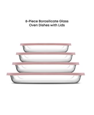 Borosilicate Glass Oven Dishes with Lids, Set of 4