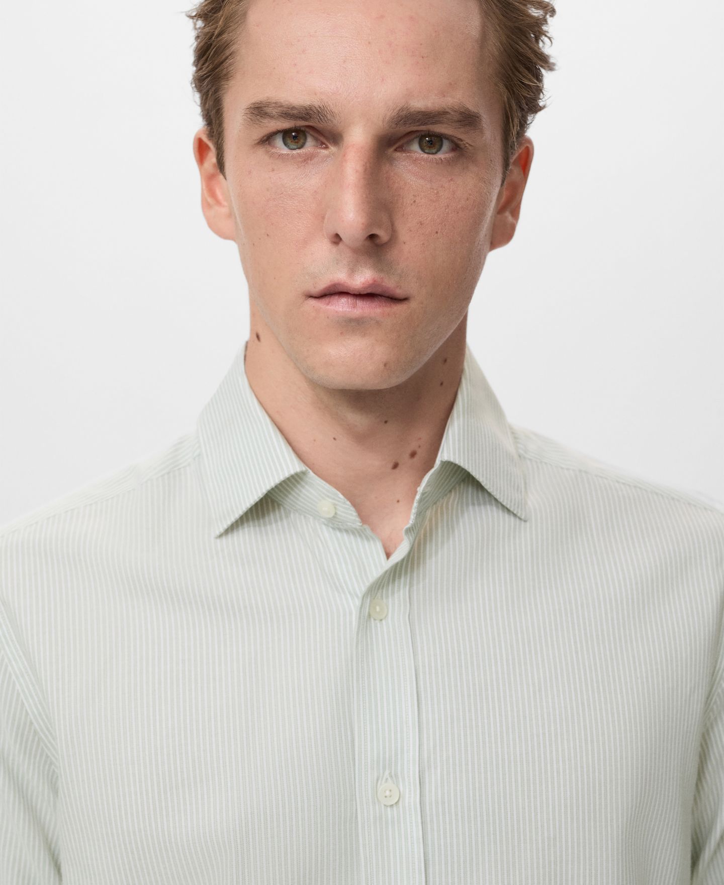 Мужская рубашка Mango Regular Cotton, цвет: Зелёный — фото 4