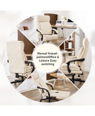 Reclining Office Chair with Massage & Footrest, PU Leather Swivel Desk Chair for Home Office or Relaxation Corner, 500 lbs