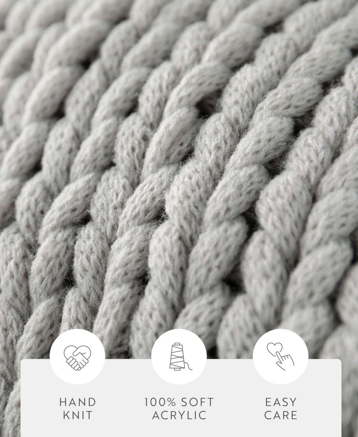 Ienjoy Home Eucalyptus Oversized Chunky Hand-knit Throw, 59" X 47" In Gray