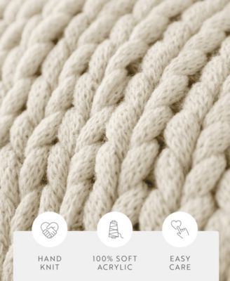 Oversized Chunky Hand-knit Throw, 59" x 47"