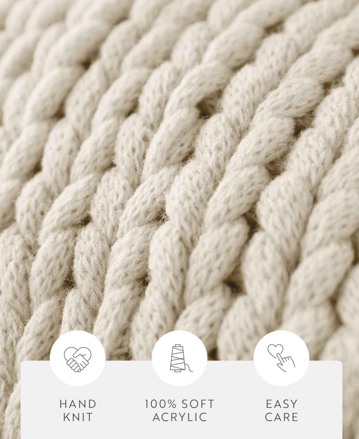 Ienjoy Home Eucalyptus Oversized Chunky Hand-knit Throw, 59" X 47" In Neutral