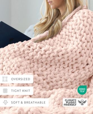 Oversized Chunky Hand-knit Throw, 59" x 47"