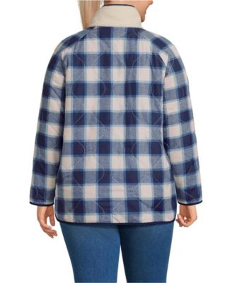 Plus Size High Pile Fleece Reversible Mixed Media Long Jacket