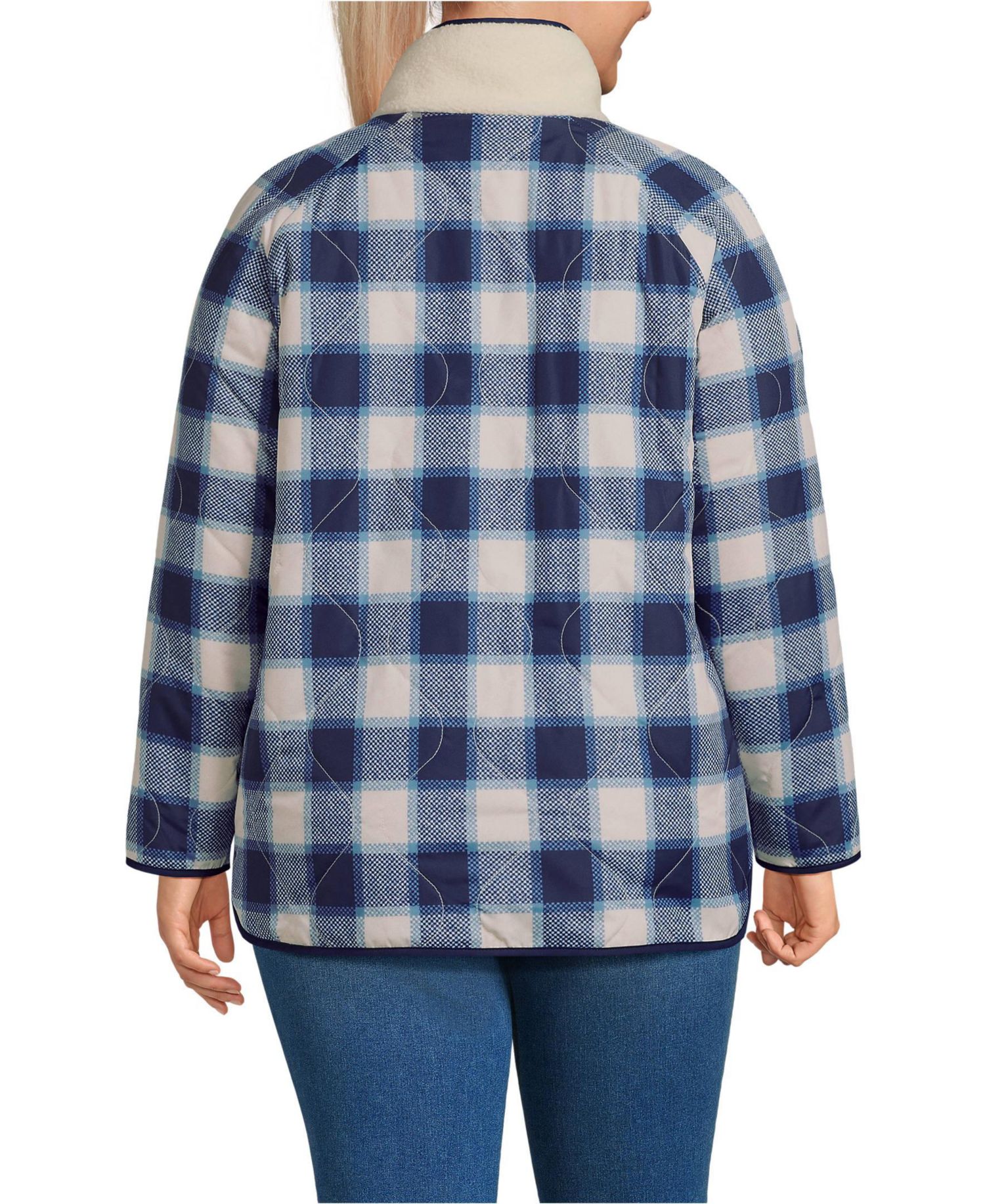 Plus Size High Pile Fleece Reversible Mixed Media Long Jacket