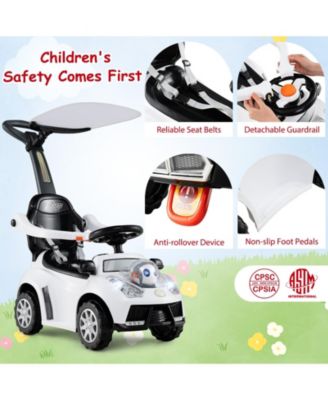 3-in-1 Push Car for Toddler Sliding Car with Seat Belt and Canopy