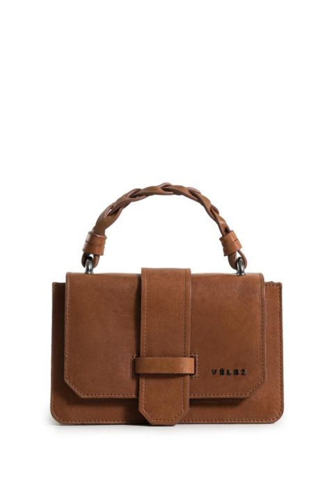 Женская сумка Velez Garniel Mini Bowling Bagleather With Braided Handle, цвет: Медовый