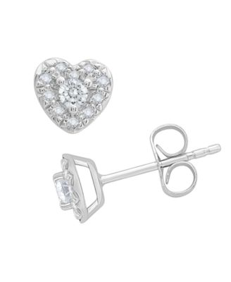 Diamond Heart Shape Halo Stud Earrings (1/4 ct. t.w.) in 10k White Gold