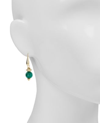 Gold Plated Beaded Drop Earrings 