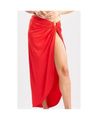 Women's Solid Jersey Pareo w/ Hammered Brass Ring