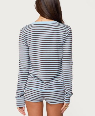 Women's Lillian Striped Button Up Knit Cardigan