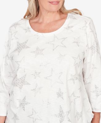 Plus Size Comfort & Joy Star Print Crew Neck Top