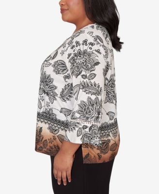 Plus Size Seville Ombre Floral Crew Neck Top