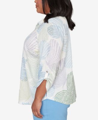 Plus Size St. Augustine Pastel Floral Print Button Down Shirt