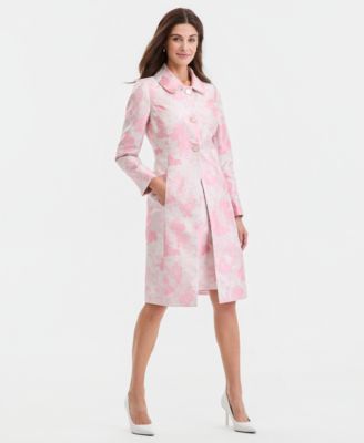 Women's Floral Jacquard Three-Button Topper & Empire-Seam Dress