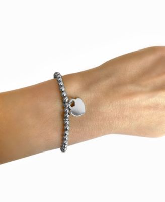 Heart Charm Beaded Stretch Bracelet