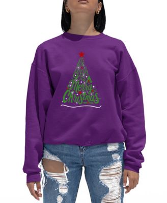 Women's We Wish You A Merry Christmas Word Art Crew Neck Sweatshirt
