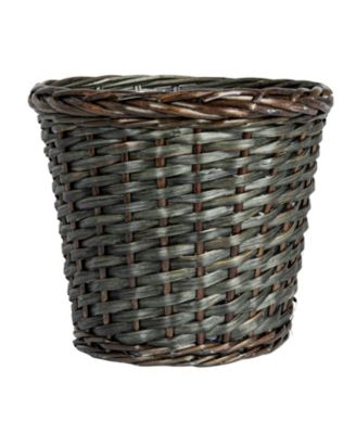 Handwoven Willow Waste Basket with Plastic Liner, Brown