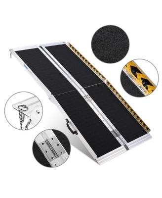 Portable Wheelchair Ramp Aluminum 5FT Folding Anti-slip 600LBS Capacity for Threshold Doorways