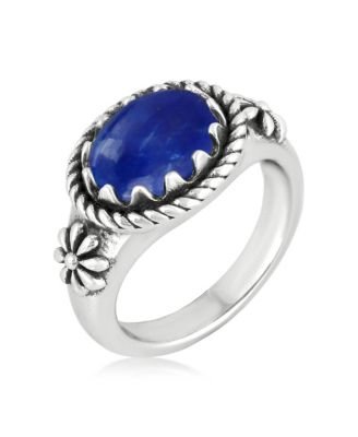Sterling Silver Lapis East West Ring, Sizes 5 to 11