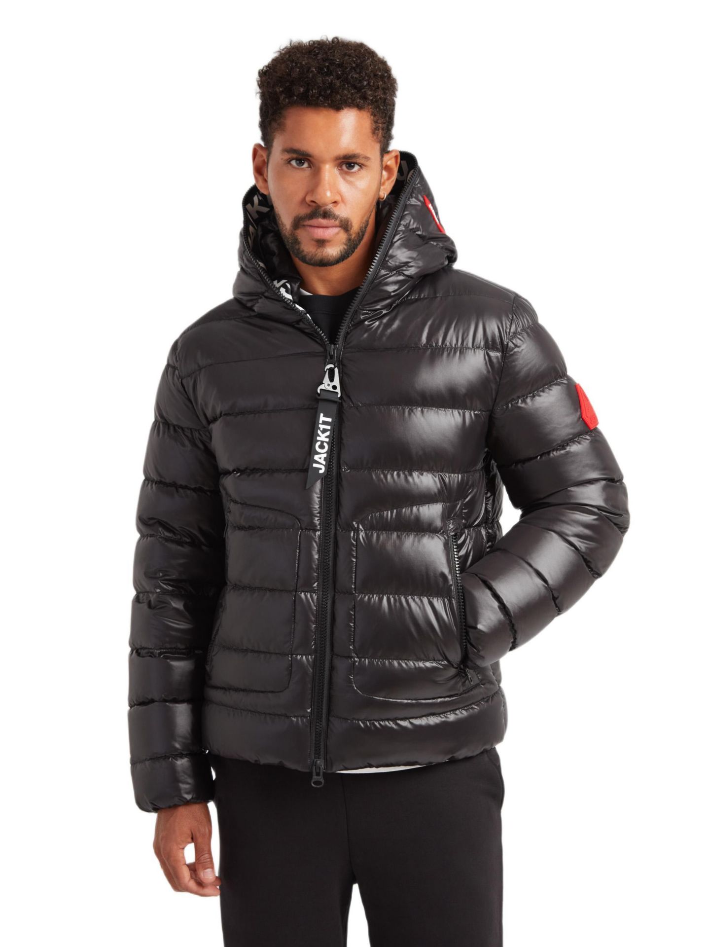 Мужская куртка JACK1T R4D Tramline Hooded Puffer, цвет: Чёрный, вариант 1 — фото 1