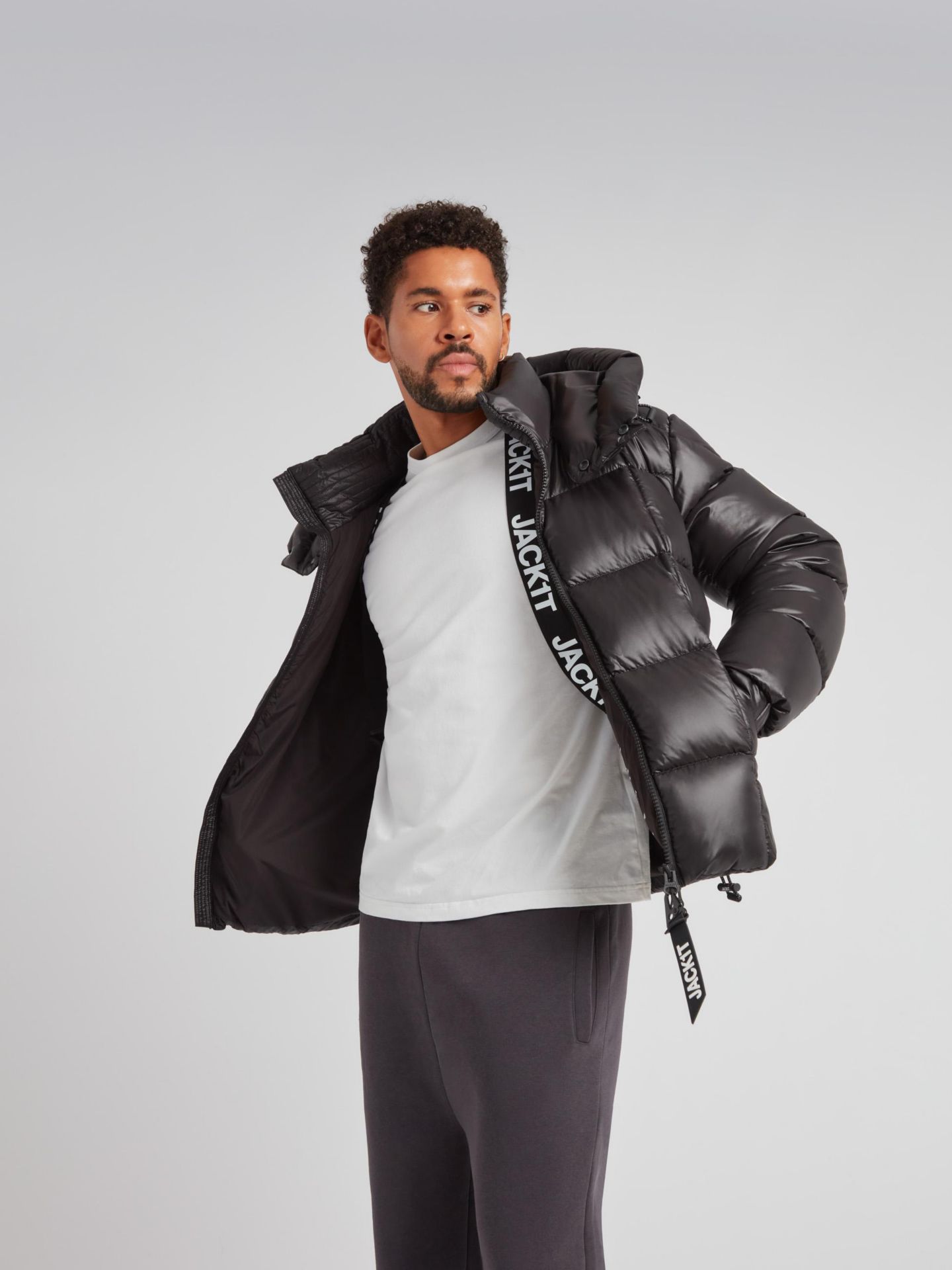 Мужская куртка JACK1T EZ Boxed Hooded Racer Puffer, цвет: Чёрный — фото 7
