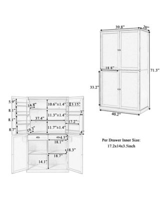 High Freestanding Kitchen Pantry Large Cupboard Storage Cabinet