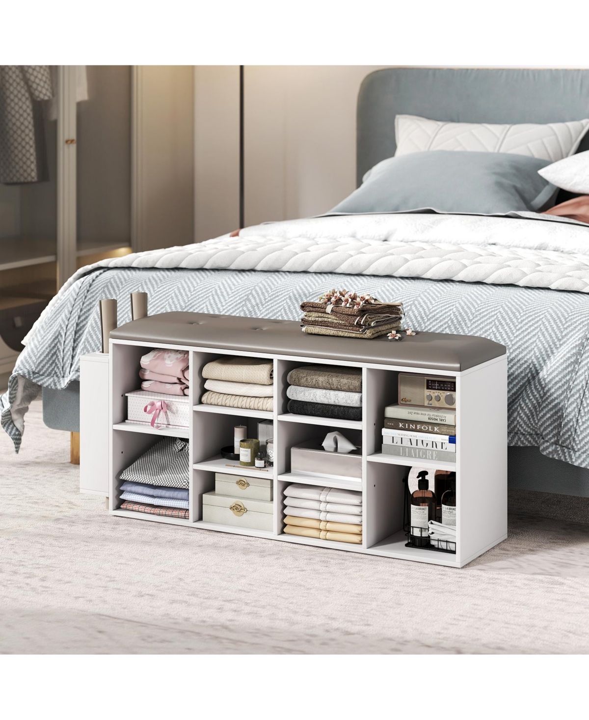 Slickblue Shoe Storage Bench with Umbrella Holder and Adjustable Shelf