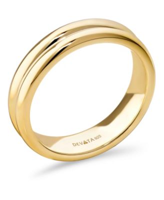 DEVATA Lined Band Ring in Gold Plated Sterling Silver, Size 7