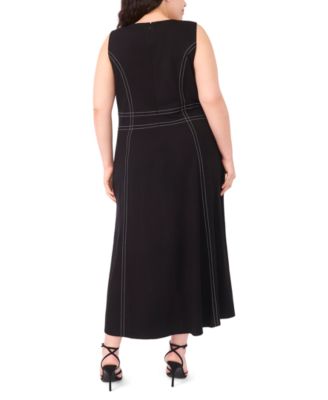 Plus Size Sleeveless Seamed Midi Dress